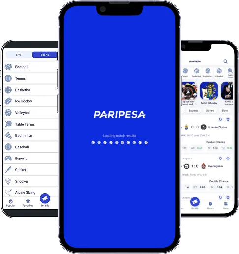 image avec des capture d'écrans des différentes pages de paripesa apk