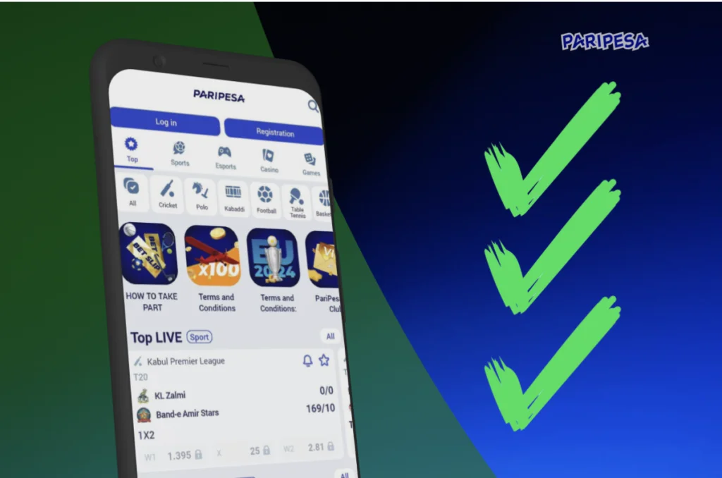 image d'accueil de l'application paripesa apk